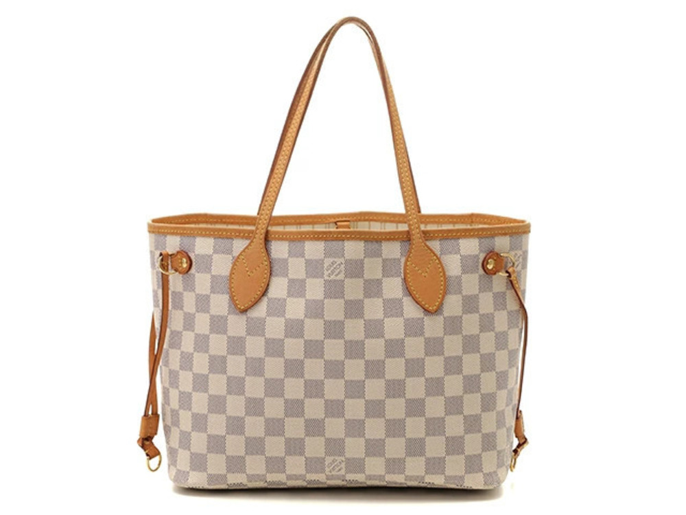LOUIS VUITTON Neverfull Tote Bag Damier Azur White